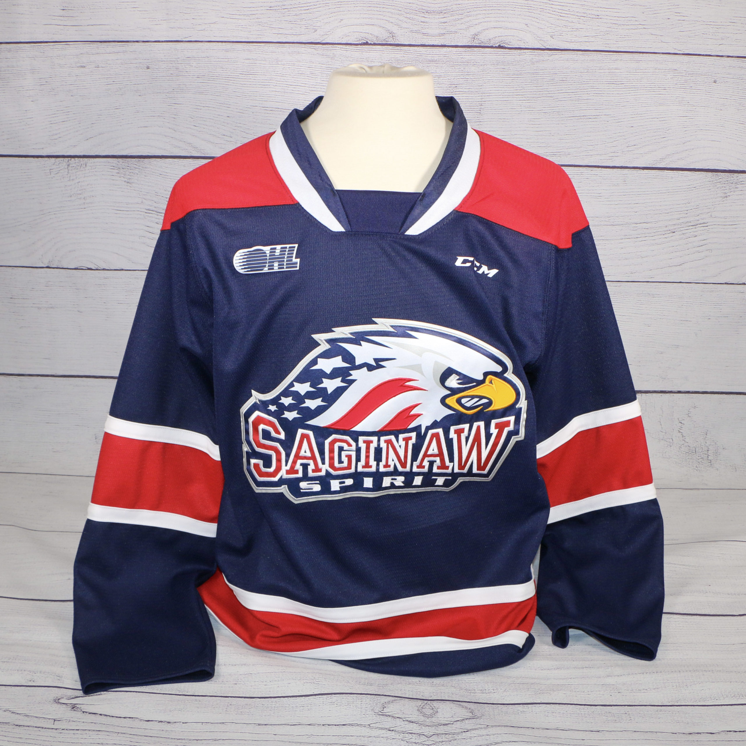 New Authentic Pro Stock CCM Saginaw Spirit Hockey Player Jersey 56 7287 OHL  CHL | SidelineSwap
